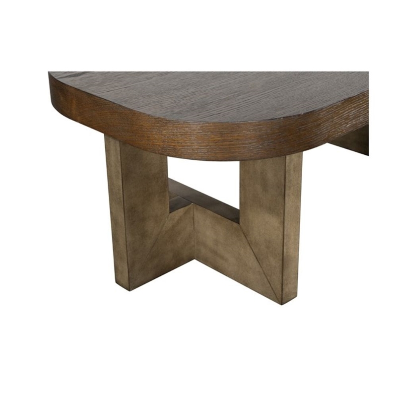 Nova Brown Wood Cerused Oak Accent Coffee Table Thick Top