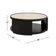 Rivera Charcoal Oak Round  Wood Coffee Table with Mirror Top