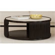 Rivera Charcoal Oak Round  Wood Coffee Table with Mirror Top