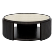 Rivera Charcoal Oak Round  Wood Coffee Table with Mirror Top