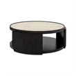 Rivera Charcoal Oak Round  Wood Coffee Table with Mirror Top
