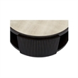 Rivera Charcoal Oak Round  Wood Coffee Table with Mirror Top