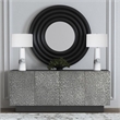Rivera Charcoal Oak Round  Wood Coffee Table with Mirror Top