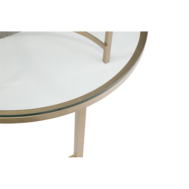Anderson Round Glass Coffee Table Antique Gold Metal Base