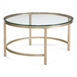 Anderson Round Glass Coffee Table Antique Gold Metal Base