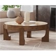 Canyon Espresso Brown Wood Travertine Coffee Table Rustic Modern