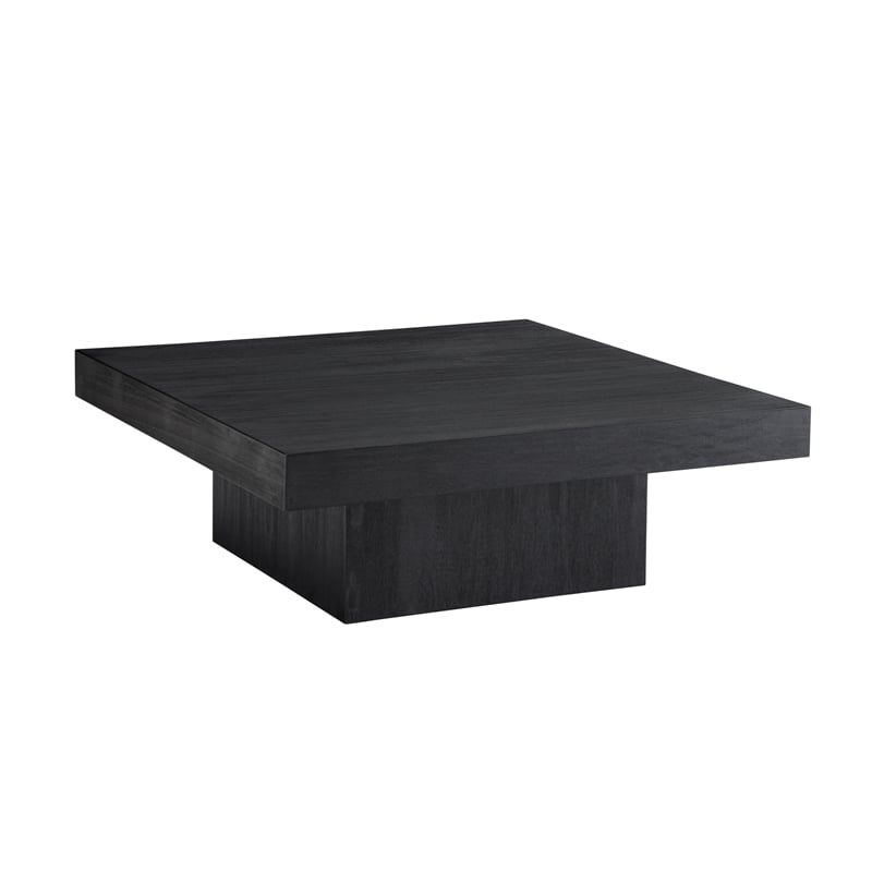 Padula Matte Black Mango Wood Coffee Table Modern Minimalist