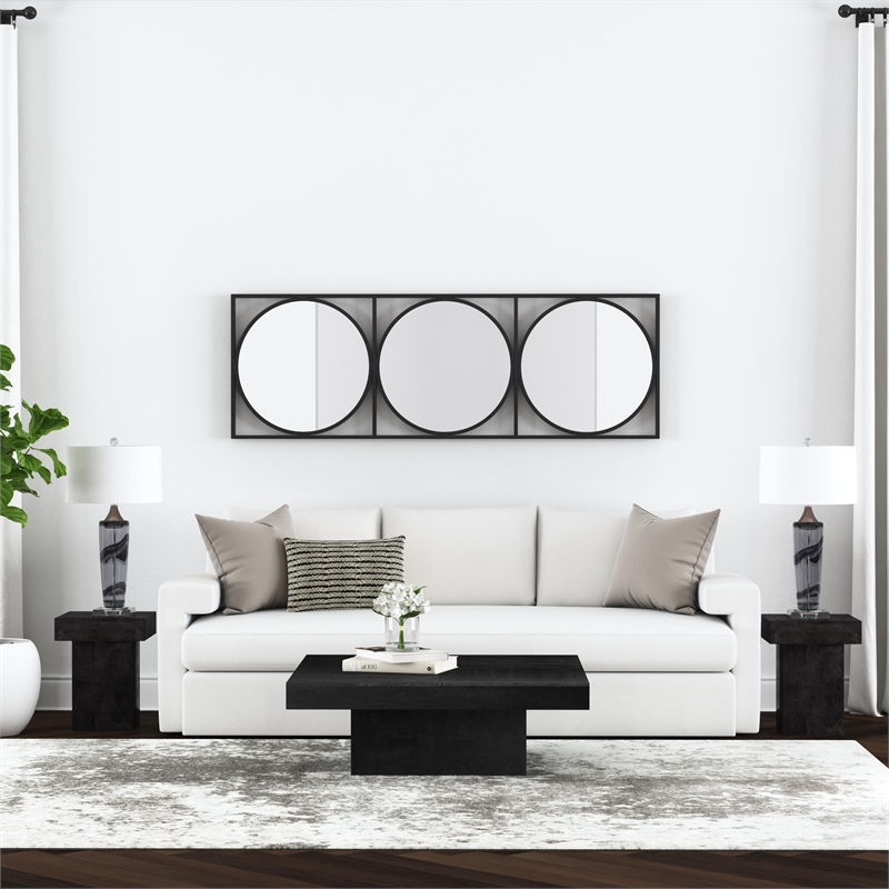 Padula Matte Black Mango Wood Coffee Table Modern Minimalist