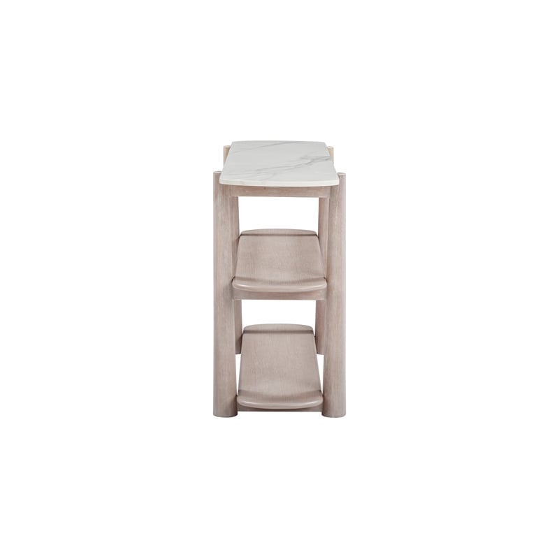 Horizons White Marble White Oak Console Table with Shelves