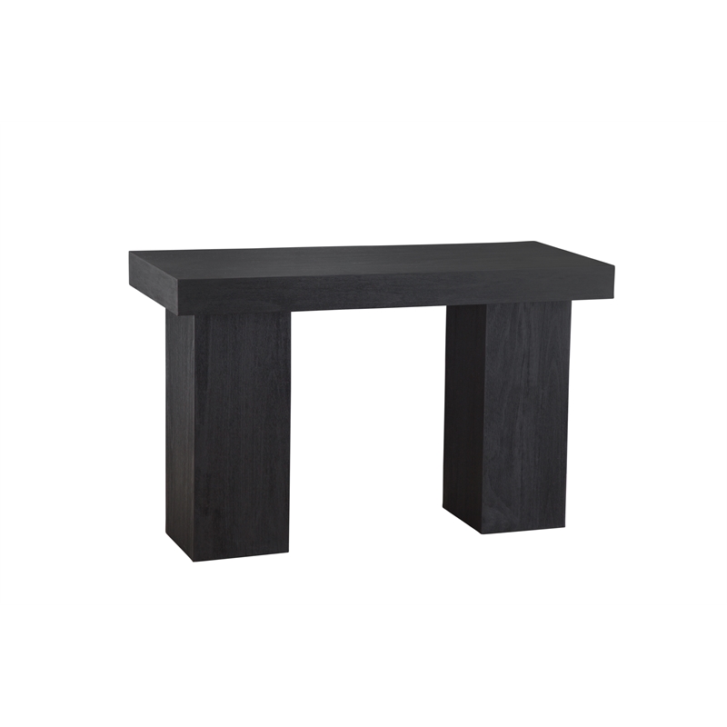 Padula Matte Black Wood Console Table Double Pedestal