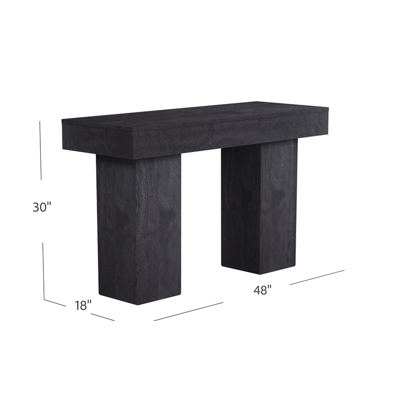 Padula Matte Black Wood Console Table Double Pedestal