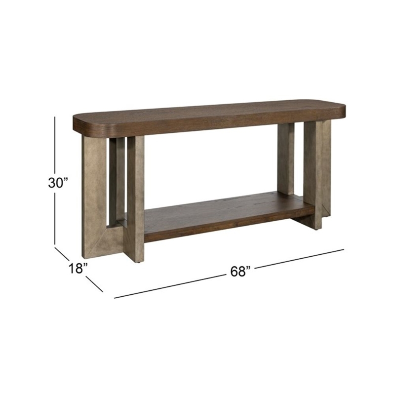 Nova Charcoal  Wood Cerused Oak Console Table Thick Top