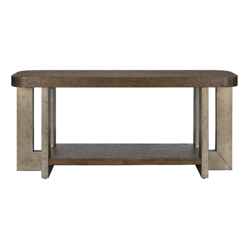 Nova Charcoal  Wood Cerused Oak Console Table Thick Top