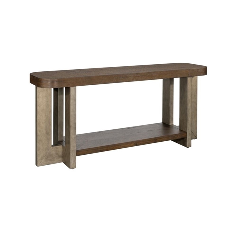 Nova Charcoal  Wood Cerused Oak Console Table Thick Top