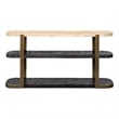 Avalon Travertine Brown Wood Oak Console Table Mixed Material
