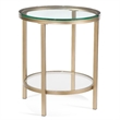 Anderson Round Glass End Table Antique Gold Metal