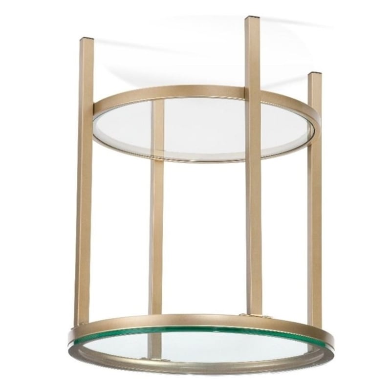 Anderson Round Glass End Table Antique Gold Metal