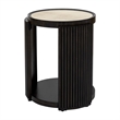 Rivera Charcoal Oak Round Wood End Table with Mirror Top