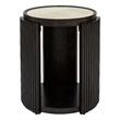 Rivera Charcoal Oak Round Wood End Table with Mirror Top