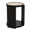 Rivera Charcoal Oak Round Wood End Table with Mirror Top