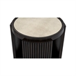 Rivera Charcoal Oak Round Wood End Table with Mirror Top