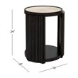 Rivera Charcoal Oak Round Wood End Table with Mirror Top