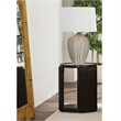 Rivera Charcoal Oak Round Wood End Table with Mirror Top