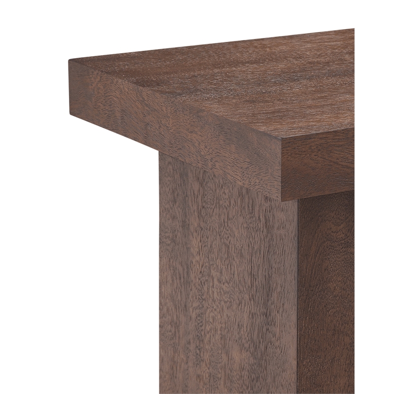 Padula Brown Oak Large End Wood Table Modern Minimalist