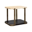 Avalon Travertine Bronze Oak End Metal Table Mixed Materials