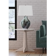 Horizons White Marble White Oak End Table Coastal Modern