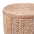 Caffey Round Raffia End  Metal Table Boho Natural  Tan Fiber