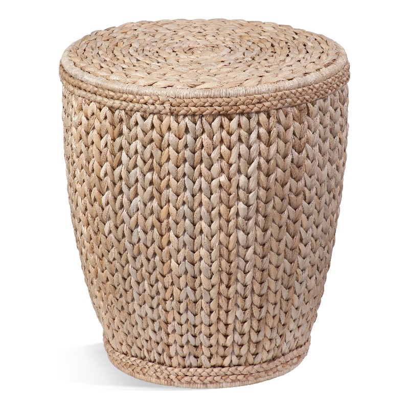 Caffey Round Raffia End  Metal Table Boho Natural  Tan Fiber