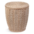 Caffey Round Raffia End  Metal Table Boho Natural  Tan Fiber