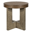 Nova Brown Wood Cerused Oak Accent End Table Thick Top