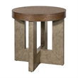 Nova Brown Wood Cerused Oak Accent End Table Thick Top