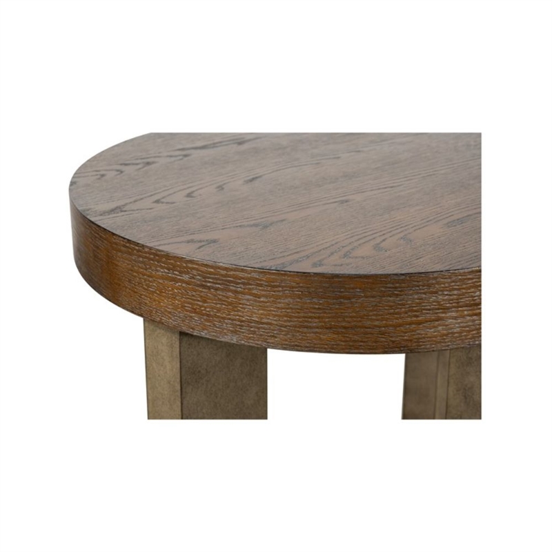 Nova Brown Wood Cerused Oak Accent End Table Thick Top