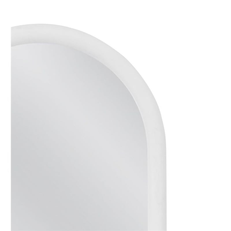 Vega Arched Matte White Wood Floor Mirror Modern Minimalist