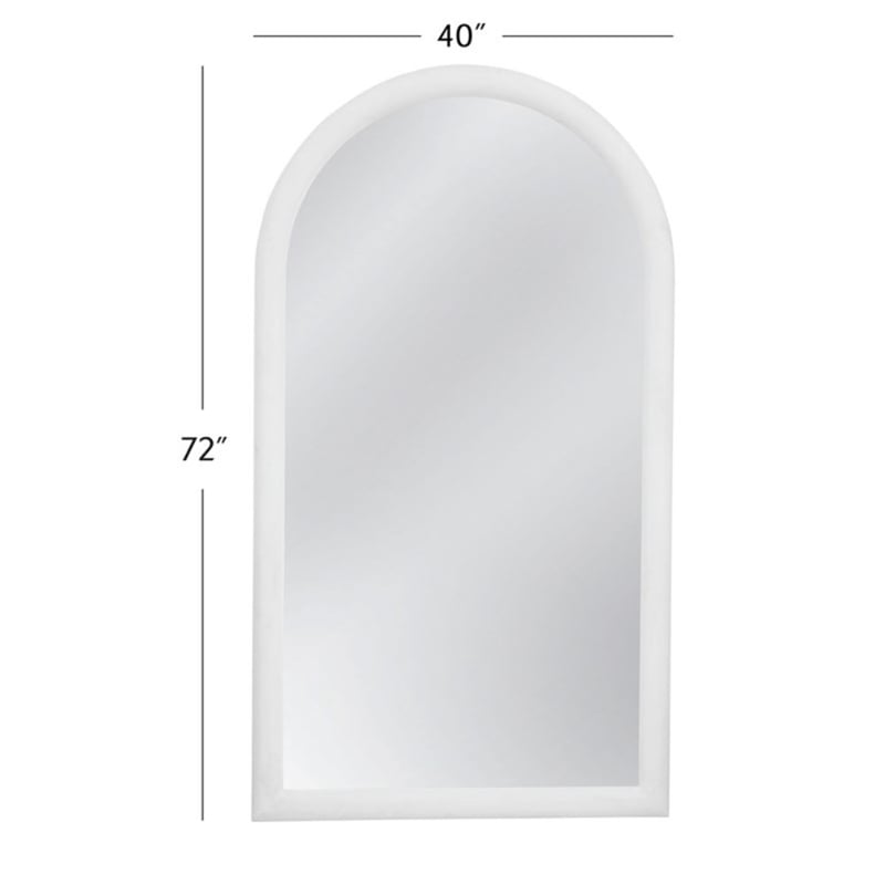 Vega Arched Matte White Wood Floor Mirror Modern Minimalist