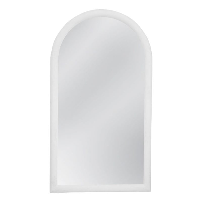 Vega Arched Matte White Wood Floor Mirror Modern Minimalist