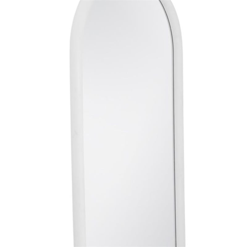 Vega Arched Matte White Wood Floor Mirror Modern Minimalist