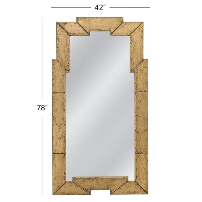 Metouro Art Deco Antique Gold Wood Floor Mirror Gilded Frame