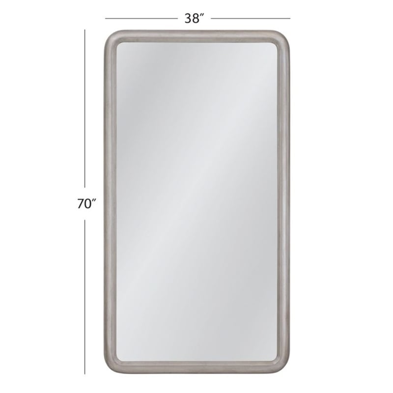 Berylon Silver Modern Wood Floor Mirror Rounded Corner Design