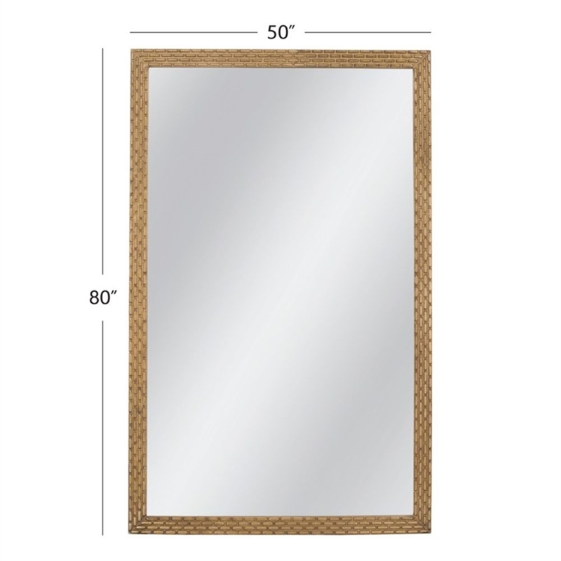 Ansul Gold Brick Pattern Wood Floor Mirror Traditional Modern