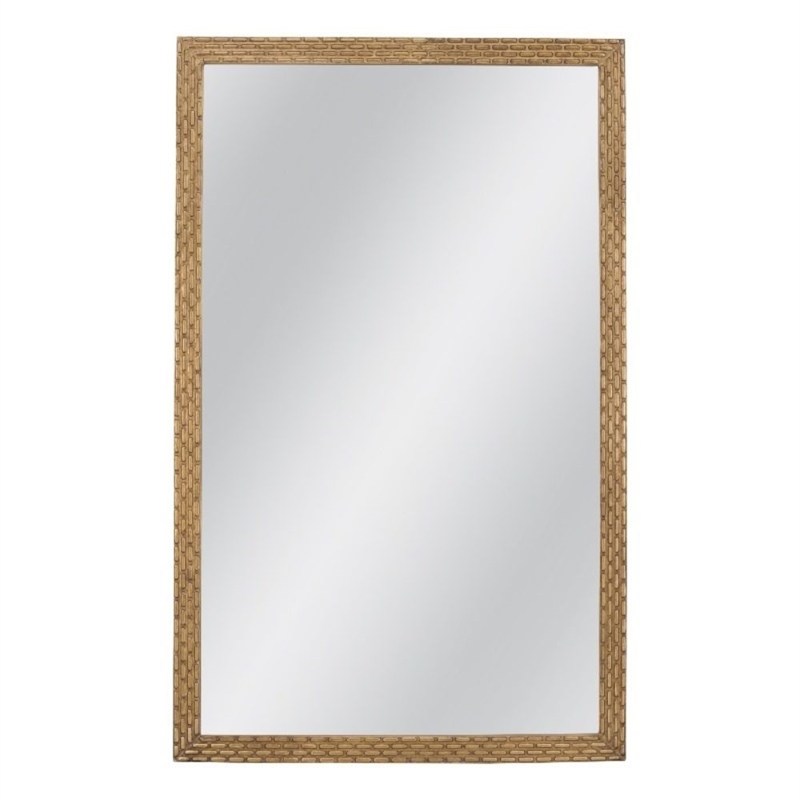 Ansul Gold Brick Pattern Wood Floor Mirror Traditional Modern