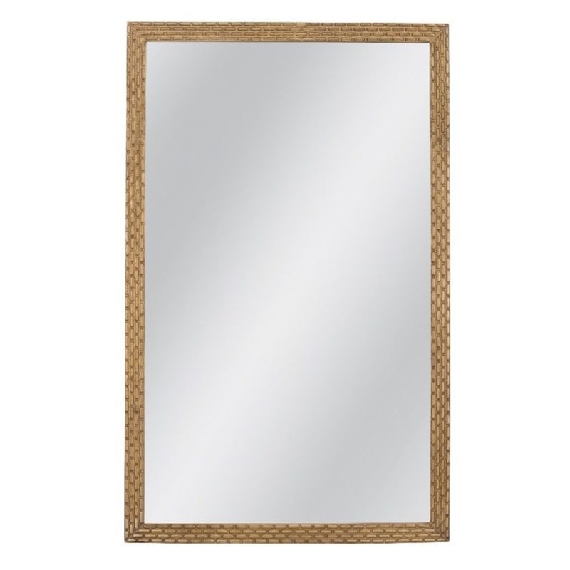 Ansul Gold Brick Pattern Wood Floor Mirror Traditional Modern