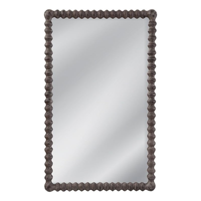 Vallente Brown Wood Carved Rectangular Floor Mirror