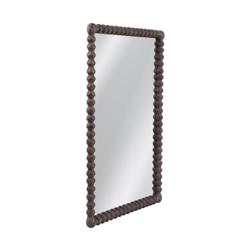 Vallente Brown Wood Carved Rectangular Floor Mirror