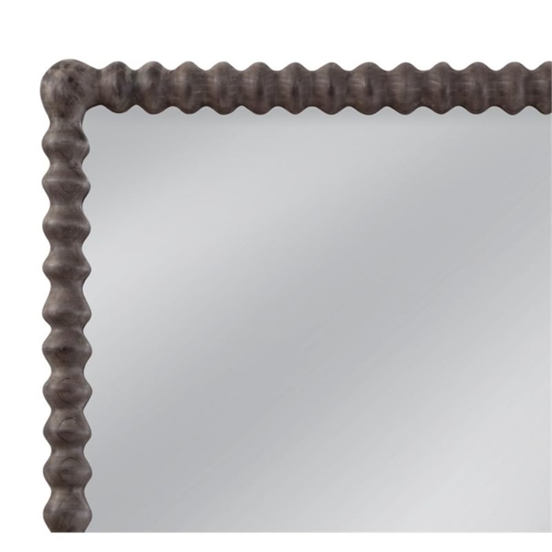 Vallente Brown Wood Carved Rectangular Floor Mirror
