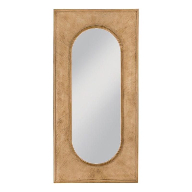 Liam Brown Wood Frame Oval Floor Mirror Boho Modern