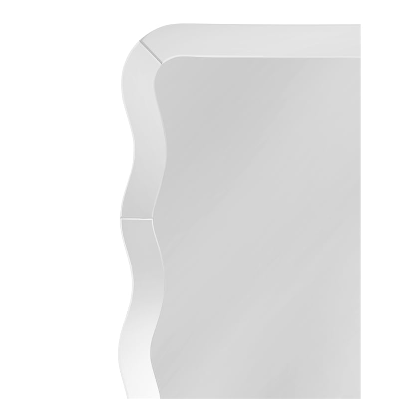 Wave Modern Wavy White  Wood Frame Floor Mirror Full Length